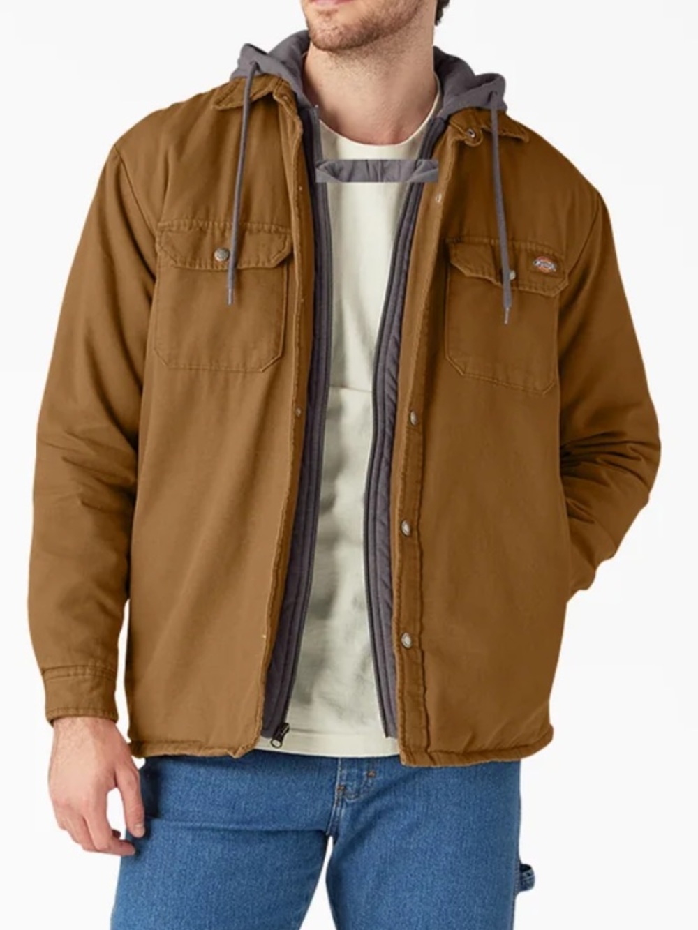 Dickies Men’s Canvas Hooded Utility Cargo Quilted Lining Work Jacket 46-48 (XL)